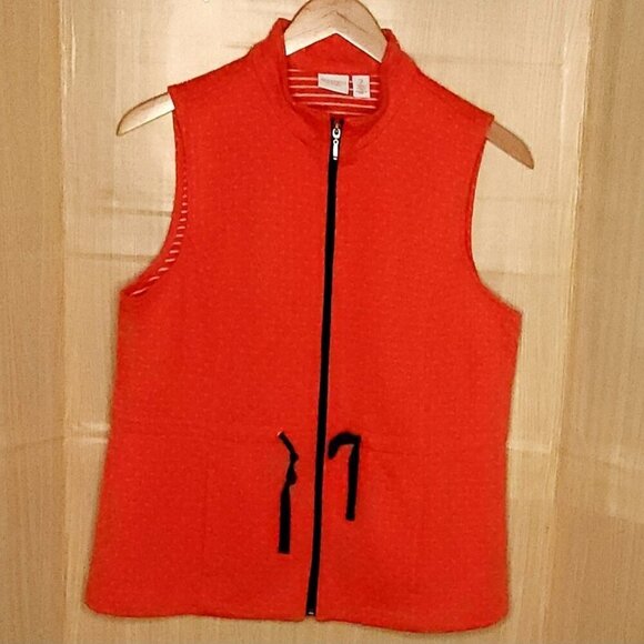 Chico's Weekend Red Lightweight Quilted Nautical Americana Full Zip Vest Large - Picture 1 of 6